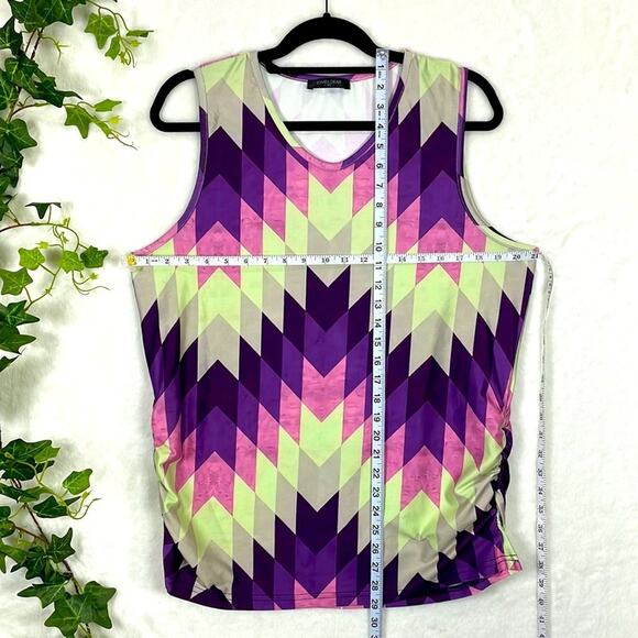 LOVEUDEAR 1XL Geometric Print Tank Top NWOT With Gathered Sides Stretchy Comf… - Picture 10 of 12